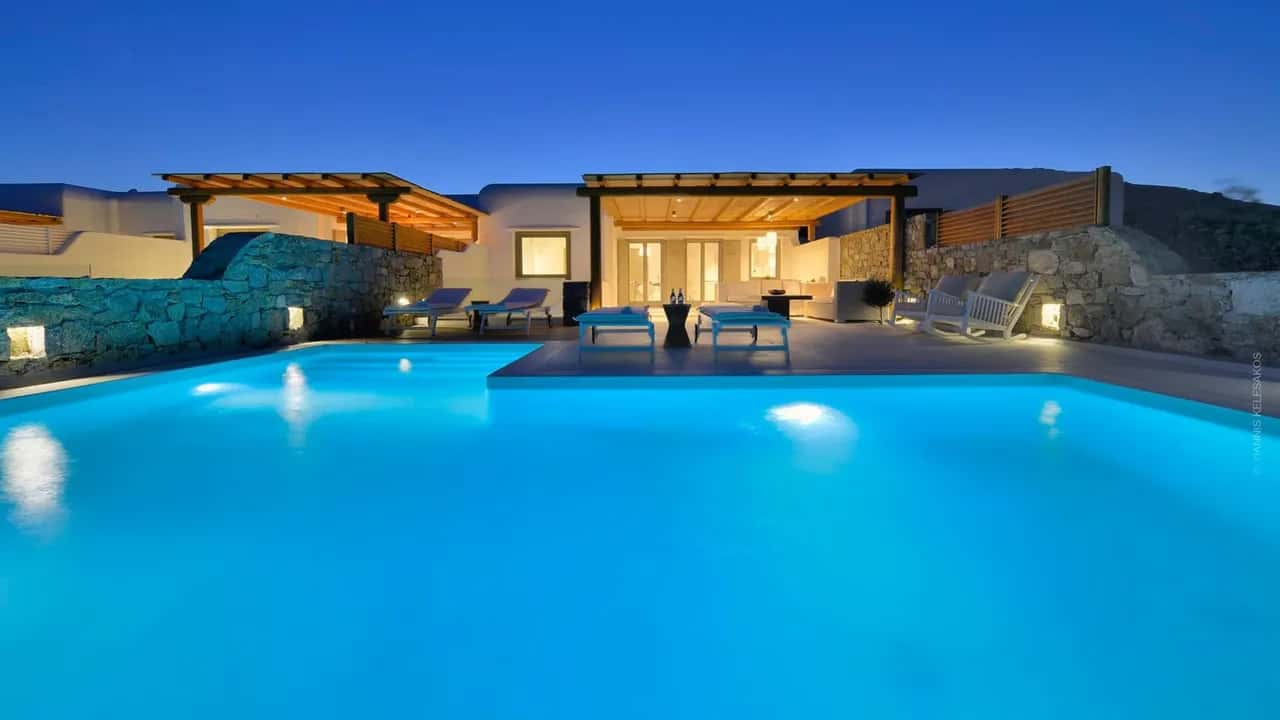 Relaxing Mykonos Villa Above The Crystal-clear Water Of Elia Beach