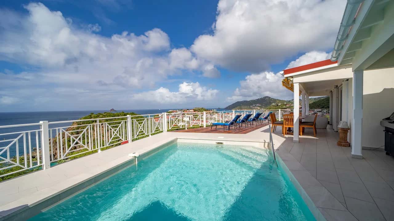 Enjoy Sunset of Gustavia Port in Posh Creole-Style Villa
