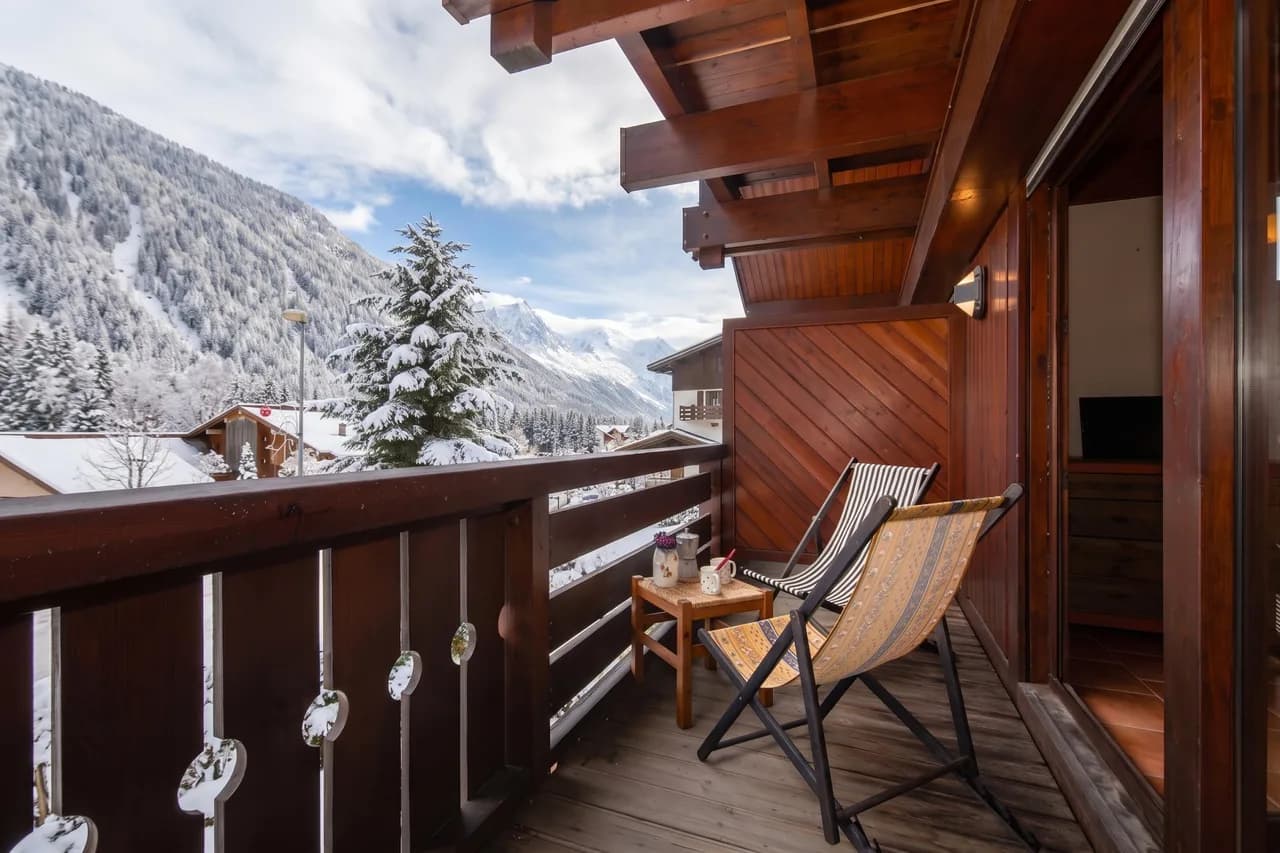 Chalet Chantey Mourry6 Balkon mit Bergblick, Foto 2