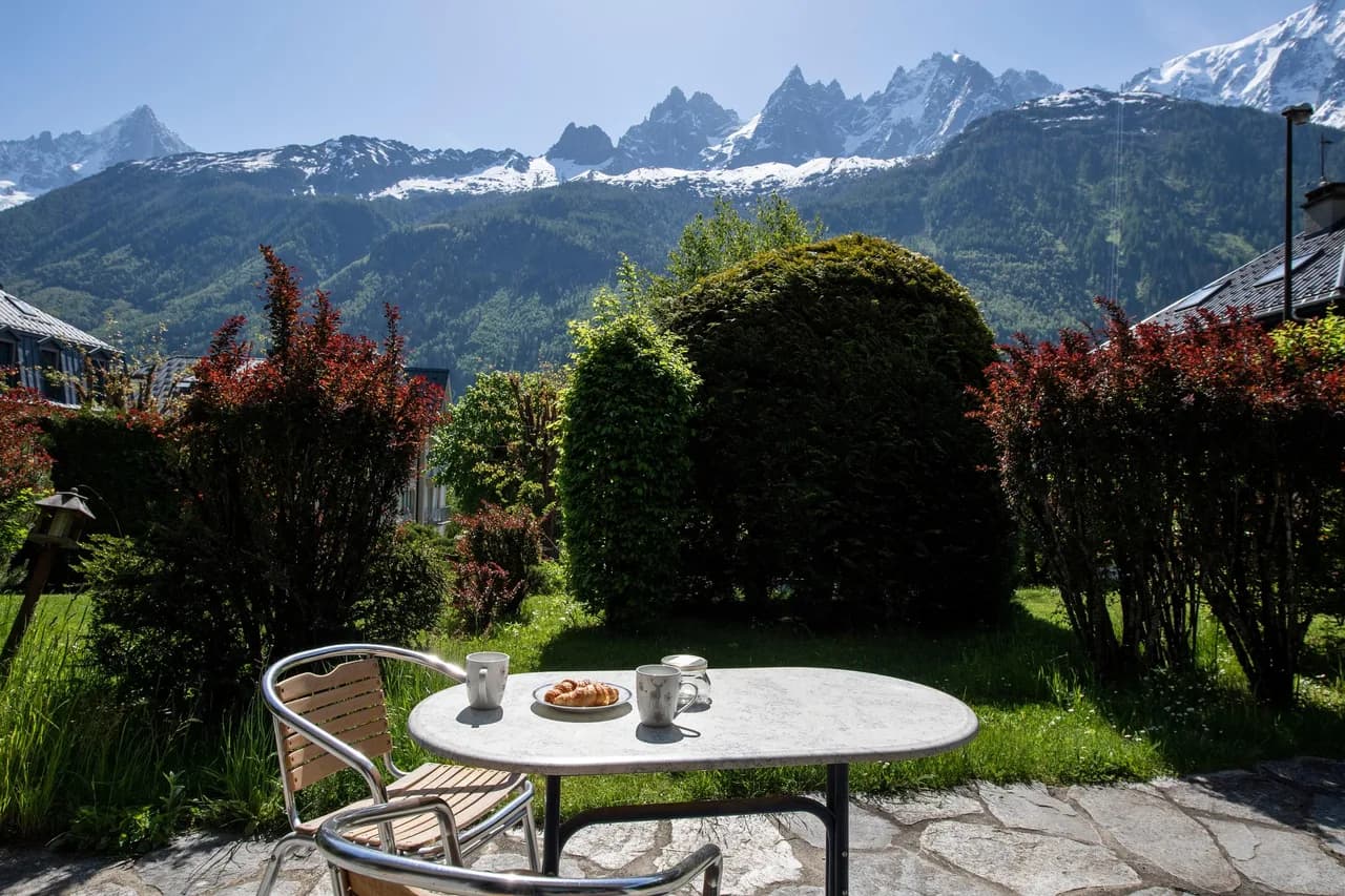 Apt du Brevent Ski in/out Garten & Terrasse