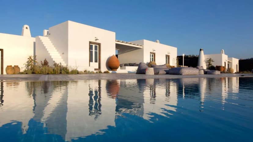 Luxury Santorini Villa Living With Modern Greek Interiors