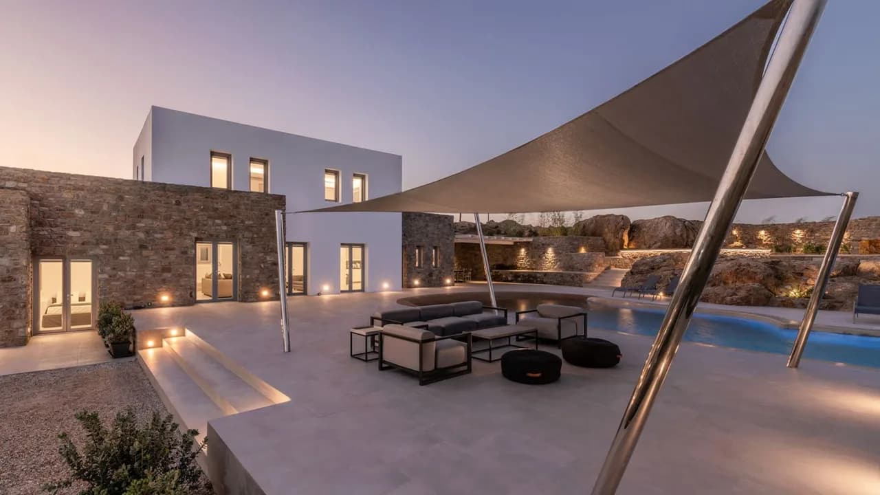 Luxuriöse Villa auf den Hügeln von Mykonos mit göttlichem Blick