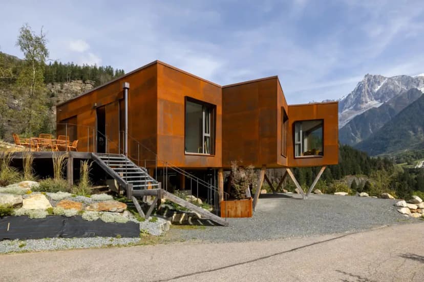 Breathtaking Cliffside Corten Steel Architectural Chalet