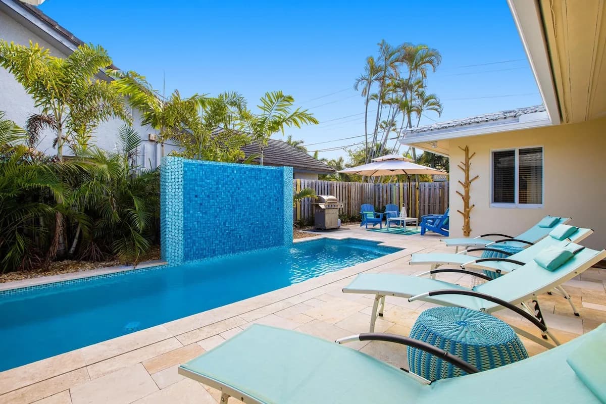 Beachfront House with Waterfall Pool in Fort Lauderdale