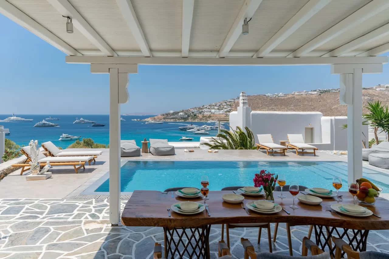 stunning mykonos villa with charming guesthouse