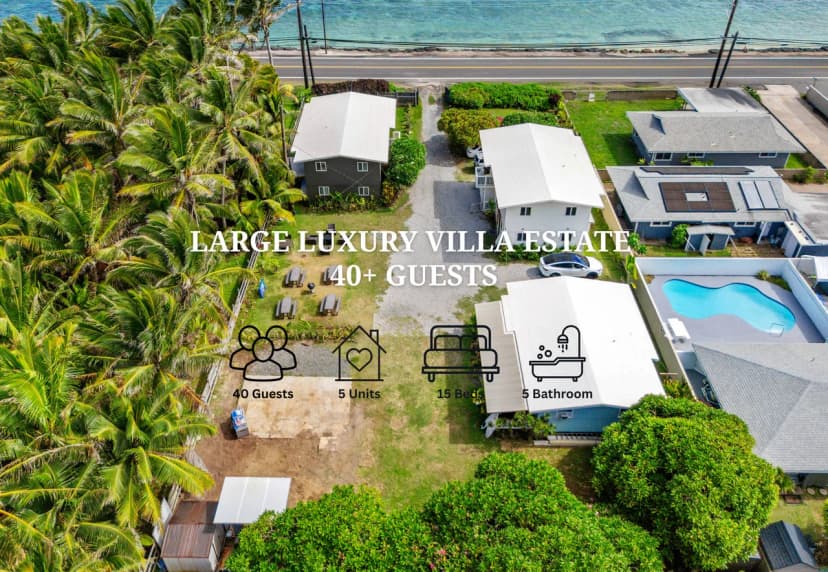 Beachfront Fifteen Bedroom Villa in Oahu