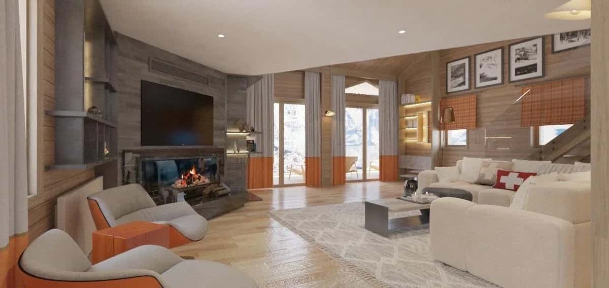Einladender Rückzugsort in den Bergen mit rustikalem Design